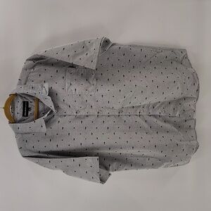 Molokai Surf Co Button Down Gray Shark Mens Short Sleeve Shirt